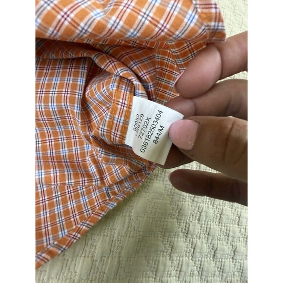 Chaps Easy‎ Care Shirt Short Sleeve Button Down Orange Plaid Mens Medium - Picture 5 of 10